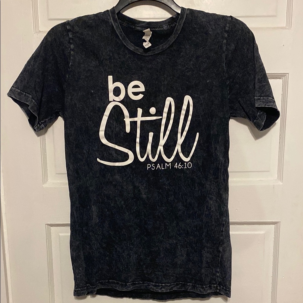 Bella Canvas Graphic Tee “Be Still Psalm 46:10” Vintage Distressed Sz. Small